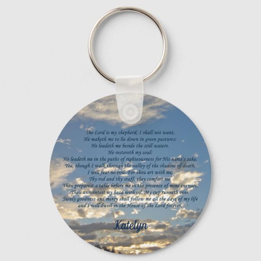 Psalm 23 Beautiful Bible Verse Christian Monogram Sleutelhanger (Voorkant)