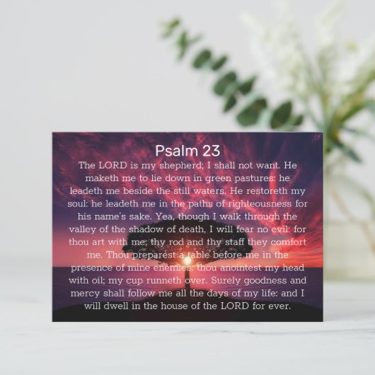 Psalm 23: Begrafenis van de sympathie van de Sunse Bedankkaart (Staand voorkant)