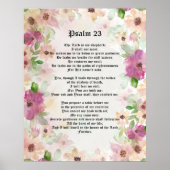 Psalm 23 - Bible Scripture Text Waterverf Flowers Poster (Voorkant)