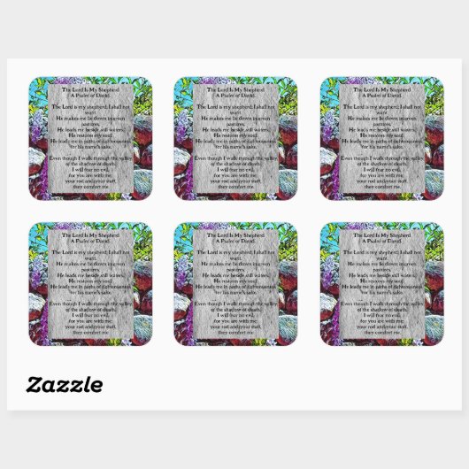 Psalm 23 biblical quote vierkante sticker (Vel)
