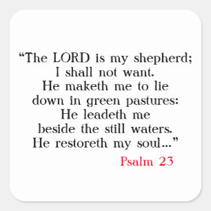 Psalm 23 Bijbel Schrift Vierkante Sticker