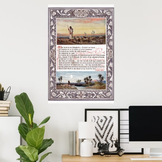  Psalm 23 Bijbel Verse Art Poster (Thuiskantoor)