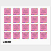 Psalm 23 Bijbelgebed Bloem Roze Vierkante Sticker (Vel)
