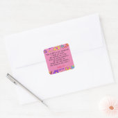 Psalm 23 Bijbelgebed Bloem Roze Vierkante Sticker (Envelop)