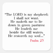 Psalm 23 Bijbelgebed Vierkante Sticker (Voorkant)