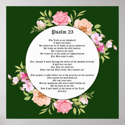 Psalm 23 Bijbelscripts op Groen Gicleé-Poster Poster (Voorkant)
