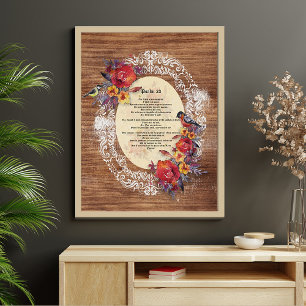 Psalm 23 Bijbelscripttekst Verhard hout Poster