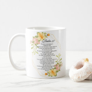 Psalm 23 Bijbelse Schrift Geel Bloemen Lijst Koffiemok