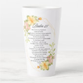 Psalm 23 Bijbelse Schrift Geel Bloemen Lijst Latte Mok (Voorkant)