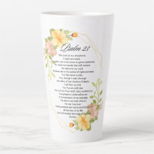 Psalm 23 Bijbelse Schrift Geel Bloemen Lijst Latte Mok