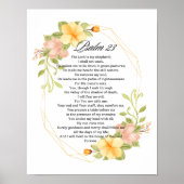Psalm 23 Bijbelse Schrift Geel Bloemen Lijst Poster (Voorkant)