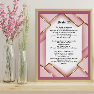 Psalm 23 Bijbeltekst met roze en gouden P Poster