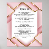 Psalm 23 Bijbeltekst met roze en gouden P Poster (Voorkant)
