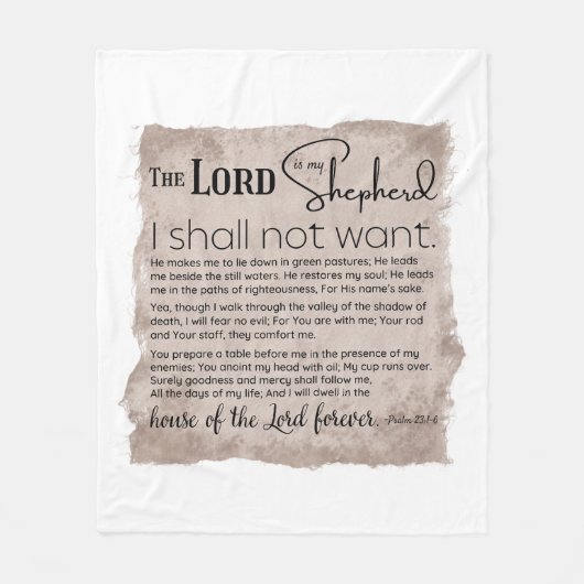 Psalm 23 Bijbeltekst  papier Fleece Deken (Voorkant)