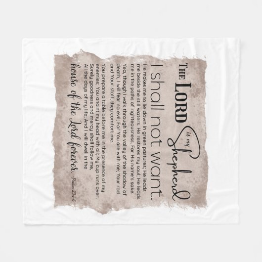 Psalm 23 Bijbeltekst papier Fleece Deken (Voorkant (Horizontaal))
