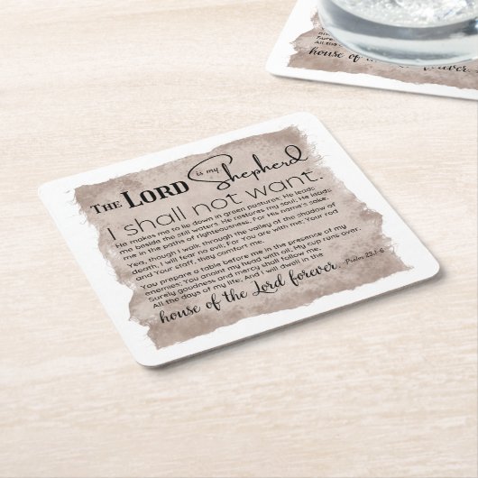 Psalm 23 Bijbeltekst  papier Kartonnen Onderzetters (Schuin)