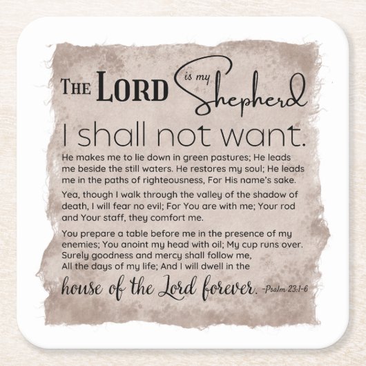 Psalm 23 Bijbeltekst  papier Kartonnen Onderzetters (Voorkant)