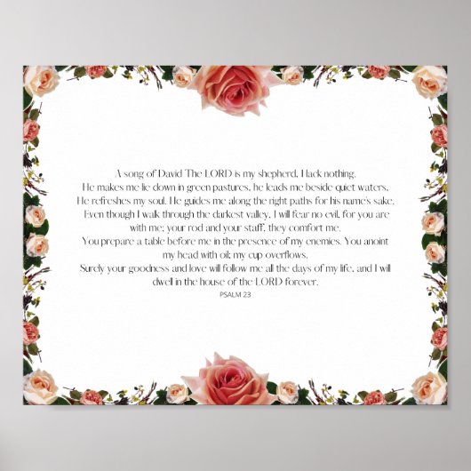 Psalm 23, Bijbelvers, Bijbeltekst Decor, DE HERE i Poster (Voorkant)
