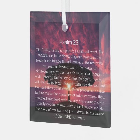 Psalm 23 Bijbelvers Boom Christelijk Glas Ornament (Voorkant links)