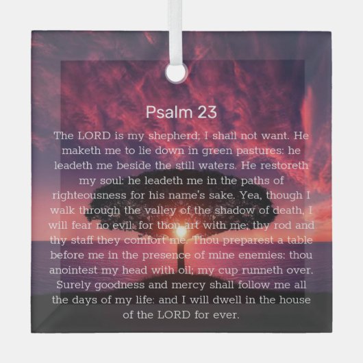 Psalm 23 Bijbelvers Boom Christelijk Glas Ornament (Voorkant)
