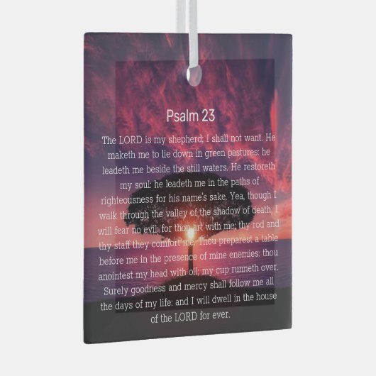 Psalm 23 Bijbelvers Boom Christelijk Glas Ornament (Voorkant Rechts)
