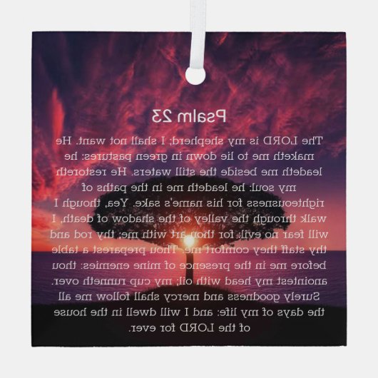 Psalm 23 Bijbelvers Boom Christelijk Glas Ornament (Achterkant)