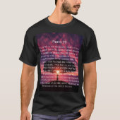 Psalm 23 Bijbelvers met Roze Zonsboom T-shirt (Voorkant)