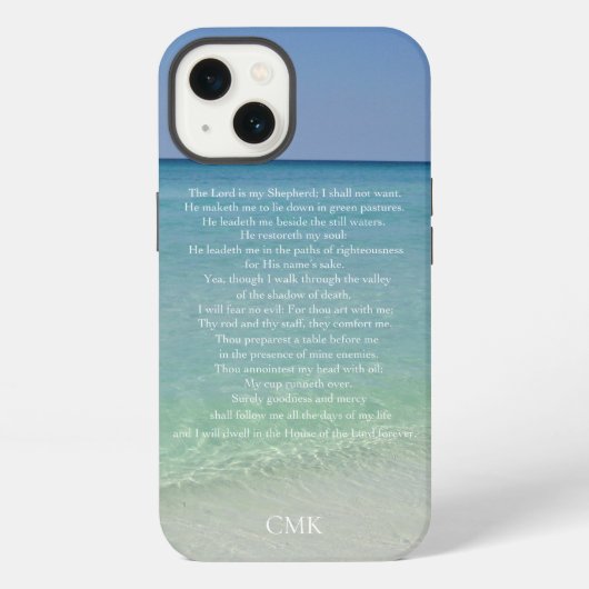 Psalm 23 Bijbelvers Mooie Strand Monogram iPhone Hoesje (Achterkant)