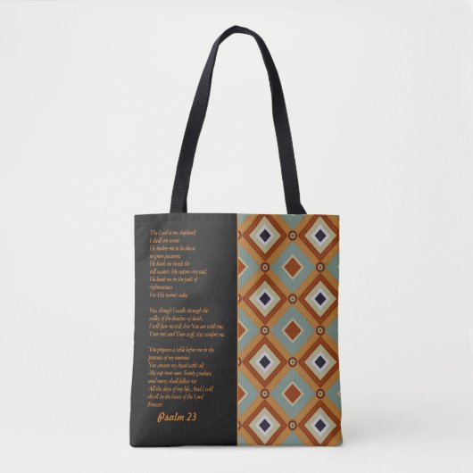 Psalm 23 Bijbelvers, Retro Print Tote Bag (Voorkant)