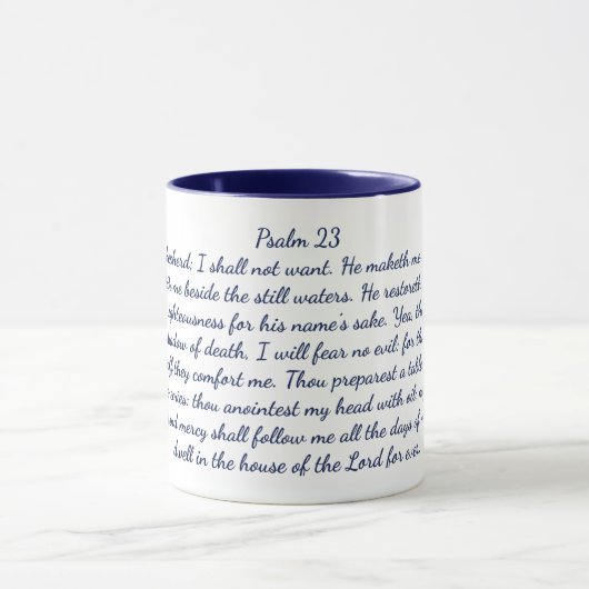 Psalm 23 Bijbelverse klassieke Mok, 11 oz koffie-M Mok (Midden)