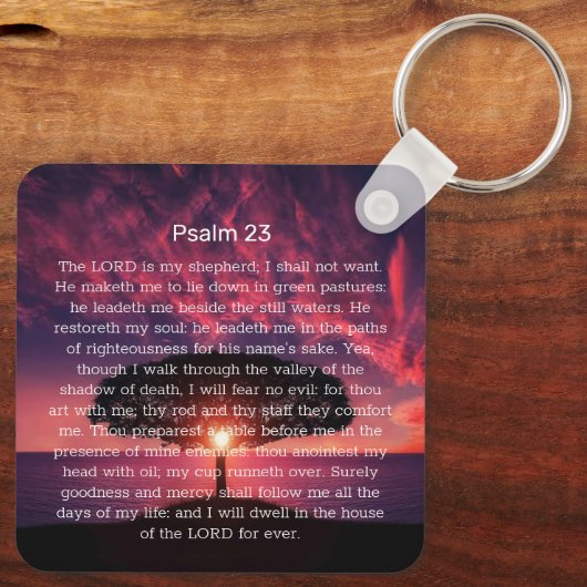 Psalm 23 Bijbelverse zonneboom Sleutelhanger (Achterkant)