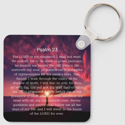 Psalm 23 Bijbelverse zonneboom Sleutelhanger (Achterkant)