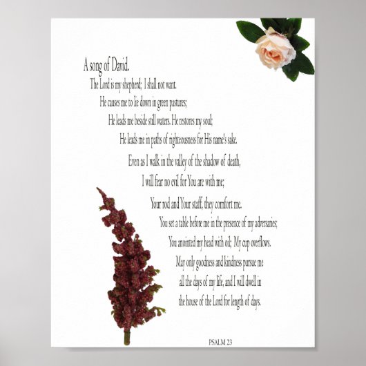 Psalm 23, Bloemengroen, Waarde Poster Papier (Mat) (Voorkant)