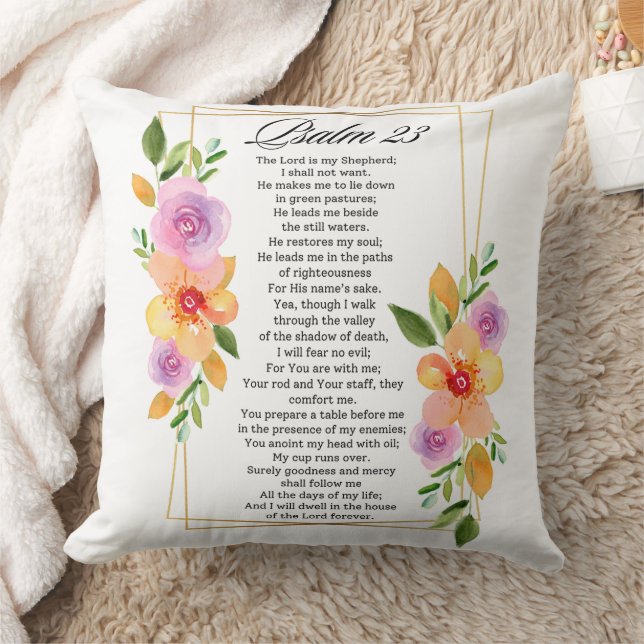 Psalm 23 Bloemige Geometrische Lijst Kussen (Deken)