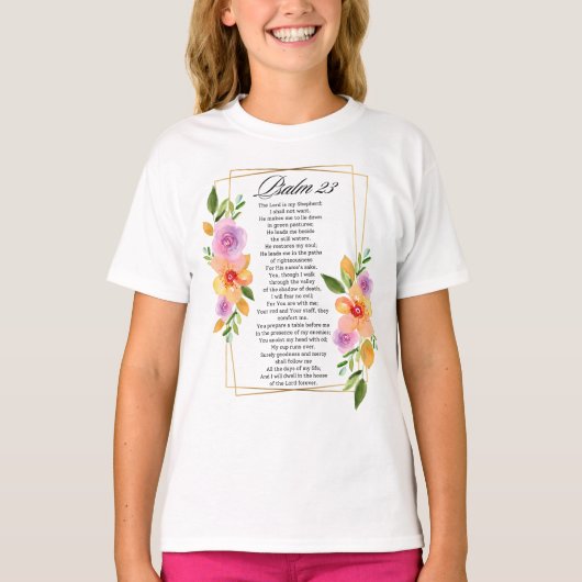 Psalm 23 Bloemige Geometrische Lijst T-shirt (Voorkant)