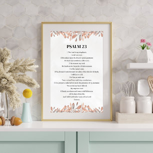 Psalm 23 Bloemige Waterverf Christelijke Bijbeltek Poster