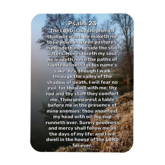 Psalm 23 Calm Lake Bijbel Magneet (Verticaal)