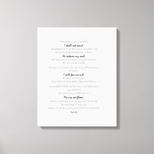 Psalm 23 Canvas kunst aan de muur, Schrift kunst a (Voorkant)