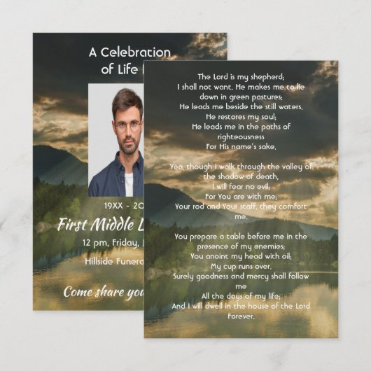 Psalm 23 Celebration of Life Service  Kaart (Voorkant / Achterkant)