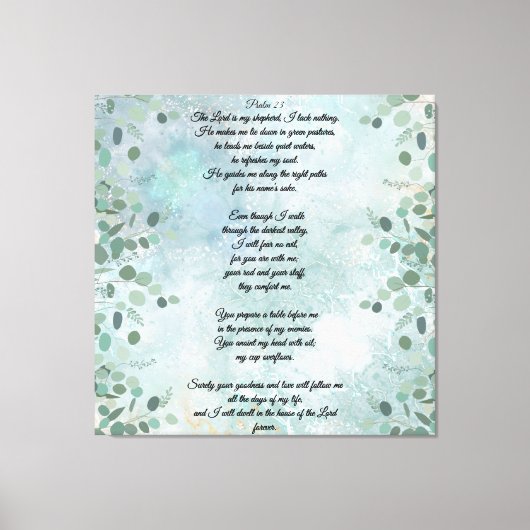 Psalm 23 Celestial Blue Abstract Canvas Afdruk (Voorkant)