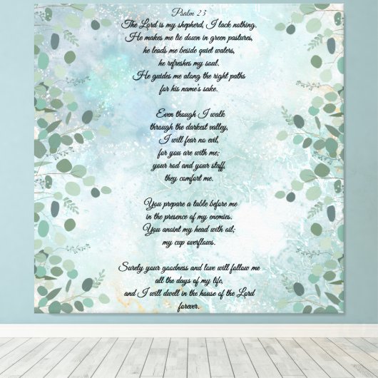Psalm 23 Celestial Blue Abstract Canvas Afdruk (Insitu (Houten vloer))