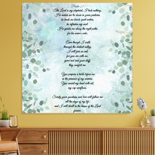 Psalm 23 Celestial Blue Abstract Canvas Afdruk (Insitu (Woonkamer))