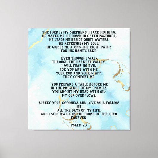 Psalm 23 Celestial Blue Abstract  Canvas Afdruk (Voorkant)