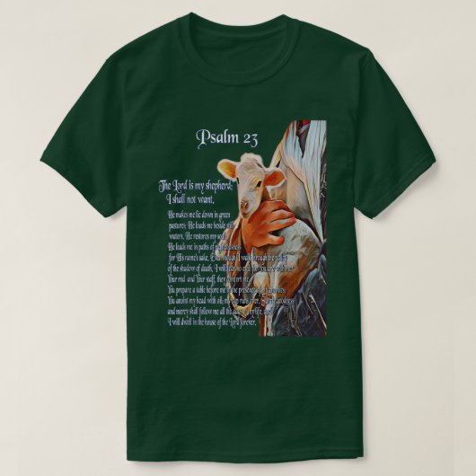 Psalm 23 Christelijke Bijbelscriptie De Heer is mi T-shirt (Design voorkant)