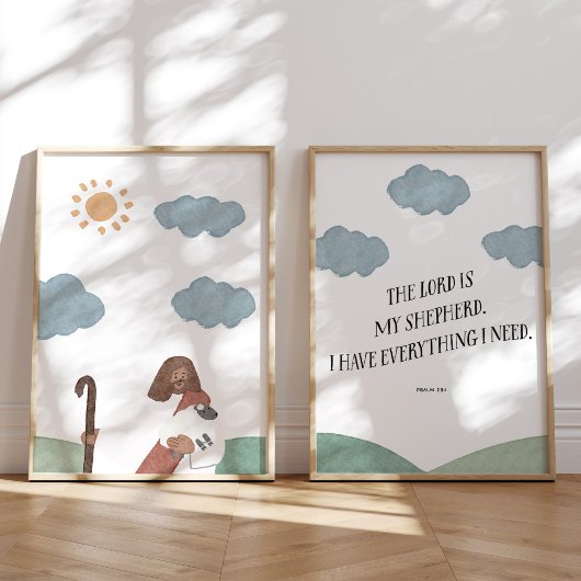 Psalm 23 Christelijke kinder kinderkamer kunst set