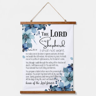 Psalm 23 De Heer is mijn Herder Blauwe Bloemen Hangend Wandkleed