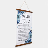 Psalm 23 De Heer is mijn Herder Blauwe Bloemen Hangend Wandkleed (Gebogen)