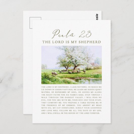 Psalm 23: De Heer is mijn Herder Briefkaart (Voorkant / Achterkant)