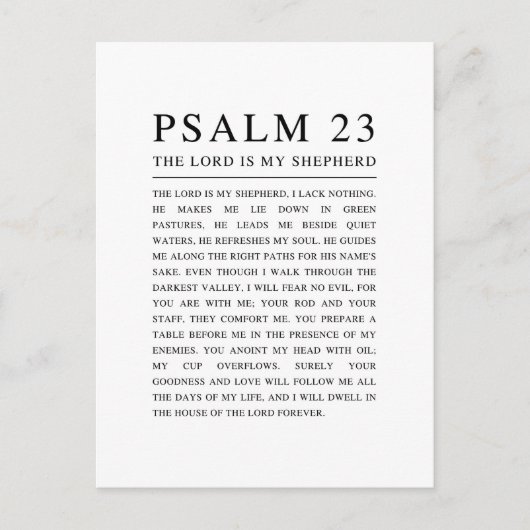 Psalm 23: De Heer is mijn Herder Briefkaart (Voorkant)