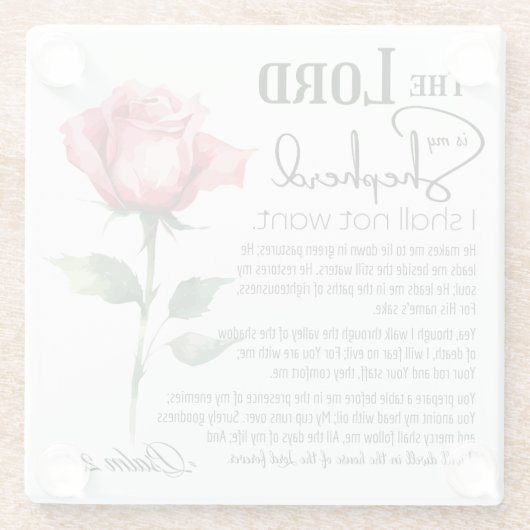 Psalm 23 De Heer is mijn Herder Glazen Onderzetter (Achterkant)